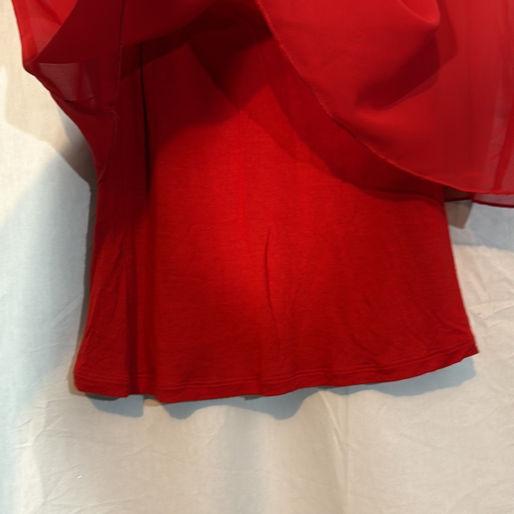 Express Red Sheer Layered Top - Picture 4 of 6